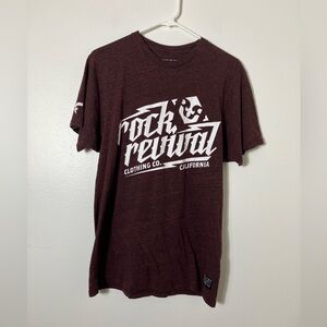 rock revival Tee Men’s M Burgundy Short Sleeves Comfort Logo Graphic Tshirt